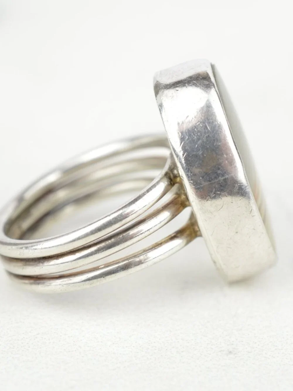925 Sterling Silver Owyhee Picture Jasper Ring Size 5.75 Triple Wire Band 7.3g